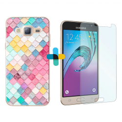 Pack protection : coque personnalisée Samsung Galaxy J3 2016 + verre trempé